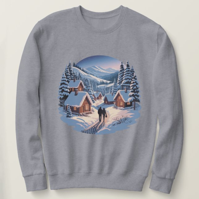 Retro jul vinterby tröja ,90s lång ärmad tröja (Design framsida)