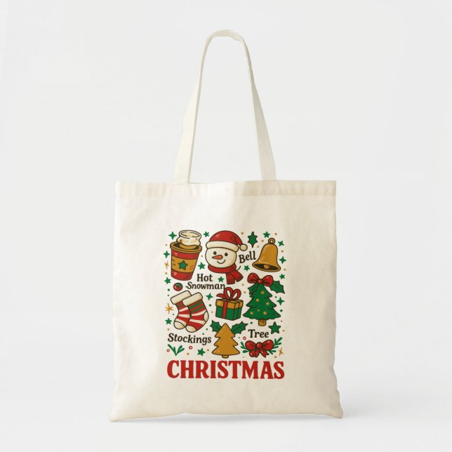 Retro jul Xmas klotter Tygkasse (Framsidan)