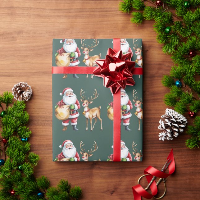 Retro jul Xmas renar Vintage semester Presentpapper (Julgåva)