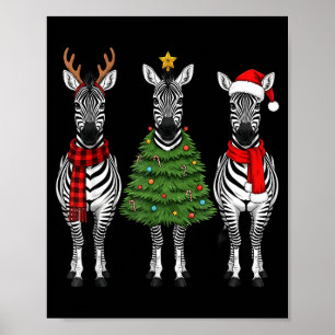 Retro jul zebra jultomte ren safari djur poster
