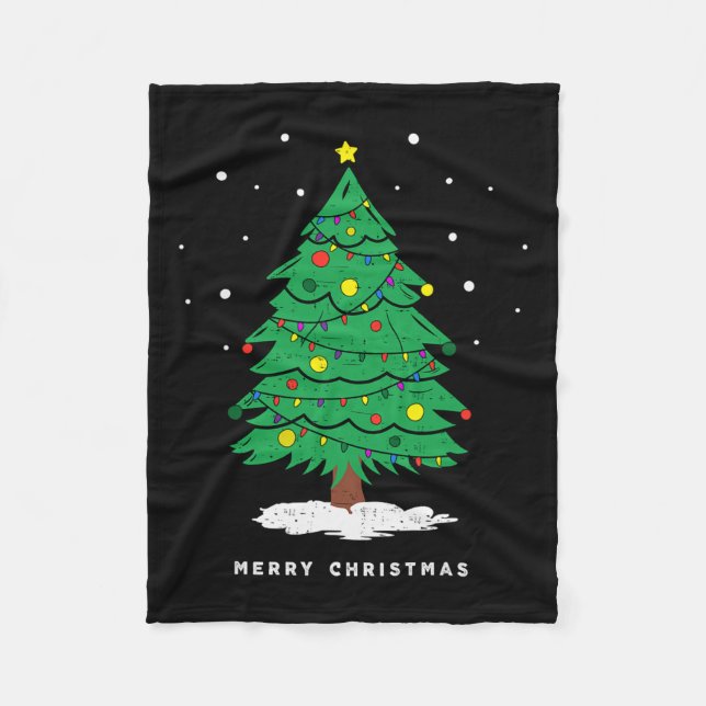 Retro Julafton God jul Träd Ljus Fleecefilt (Framsidan)