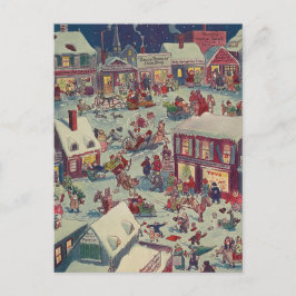 Retro-julbyage Chaos-vykort för Helgdag Helg Vykort