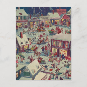 Retro-julbyage Chaos-vykort för Helgdag Helg Vykort