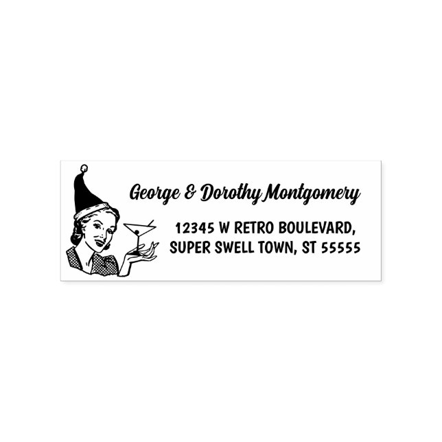 Retro-julen 1950-talet Returadressen Woman Namn Stämpel (Tryck)