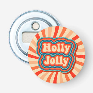 Retro-julets Helgdagar Holly Jolly Typography Flasköppnare