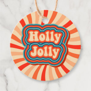 Retro-julets Helgdagar Holly Jolly Typography Gåvor Etiketter