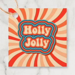 Retro-julets Helgdagar Holly Jolly Typography Gåvor Etiketter