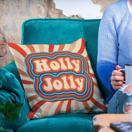 Retro-julets Helgdagar Holly Jolly Typography Kudde