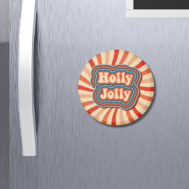 Retro-julets Helgdagar Holly Jolly Typography Magnet