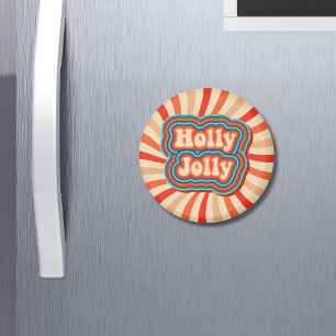 Retro-julets Helgdagar Holly Jolly Typography Magnet