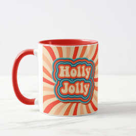 Retro-julets Helgdagar Holly Jolly Typography Mugg