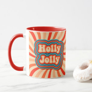 Retro-julets Helgdagar Holly Jolly Typography Mugg