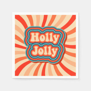 Retro-julets Helgdagar Holly Jolly Typography Pappersservett