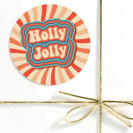 Retro-julets Helgdagar Holly Jolly Typography Runt Klistermärke