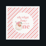 Retro-julets rosa Santa First Birthday Pappersservett<br><div class="desc">Retro-jultomten första födelsedagsfesten med stil rosa och rosa och rött rand. Vilken roligt det är att vara en!</div>