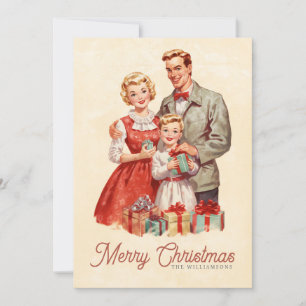 Retro-julfamiljen Julkort
