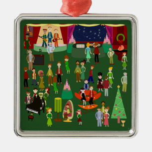 Retro Julfest Roligt Vintage jul Art Julgransprydnad Metall