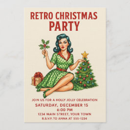 Retro julfestinladning | Vintage Pin-Up Inbjudningar