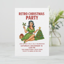 Retro julfestinladning | Vintage Pin-Up Inbjudningar