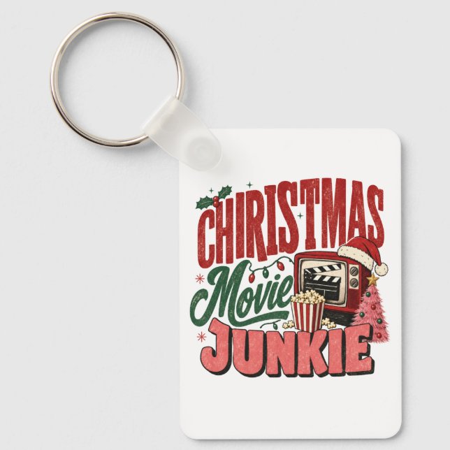 Retro julfilmsjunkie nyckelring (Framsida)
