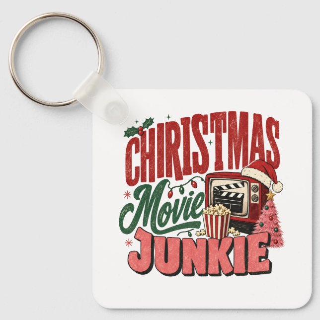 Retro julfilmsjunkie nyckelring (Framsida)