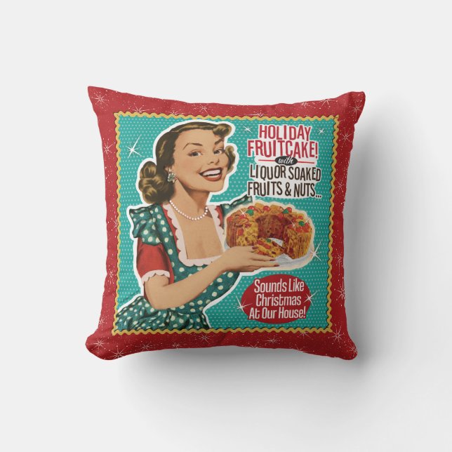 Retro-julfonen som fruktkaka kudde (Framsida)