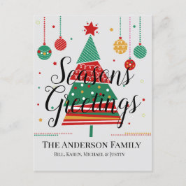 Retro Julgran Anpassade Helg Vykort