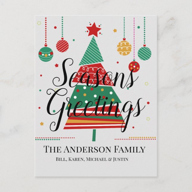 Retro Julgran Anpassade Helg Vykort (Framsida)