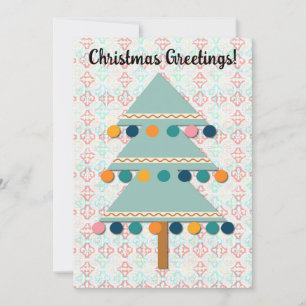 Retro Julgran Aqua Grönt Helgdag Card Julkort