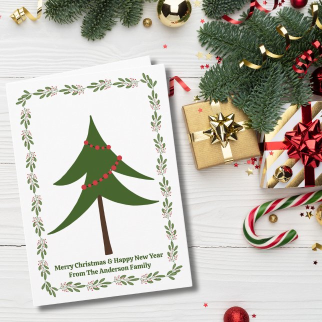 Retro Julgran Berry WAN 3 Photo Anpassningsbar Kort (Skapare uppladdad)