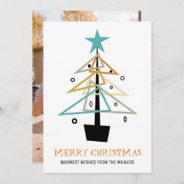 Retro Julgran Mid Century Helgdag Photo Julkort