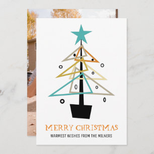 Retro Julgran Mid Century Helgdag Photo Julkort