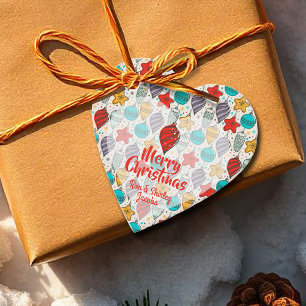 Retro Julgran Ornaments hjärta Gåvor Etiketter