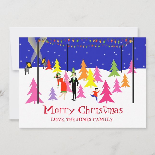 Retro Julgran-serverns fotokort Julkort (Framsida)