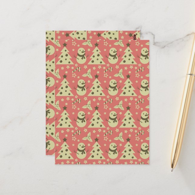 Retro julgranar järnek bär stjärna godis käpp  vykort (Fram/Back In Situ)