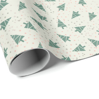 Retro julgranar och prickmönster presentpapper