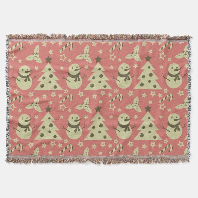 Retro Julgranar-stenbergsstjärna candy cane Filt (Framsidan)