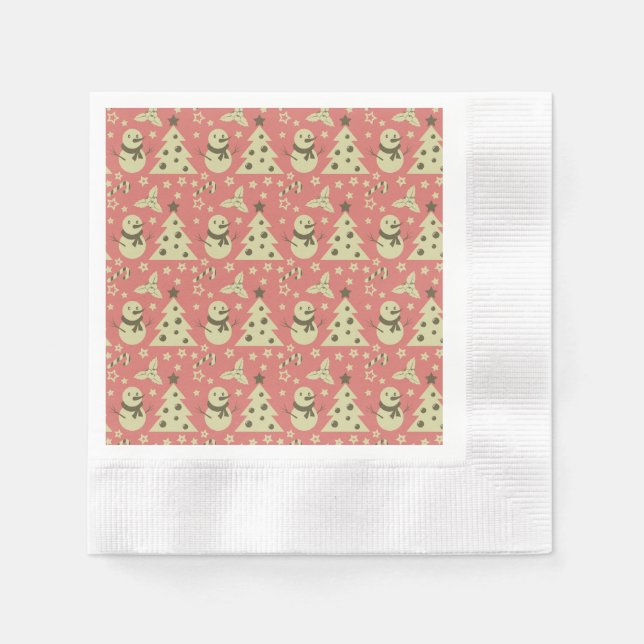 Retro Julgranar-stenbergsstjärna candy cane Pappersservett (Framsidan)