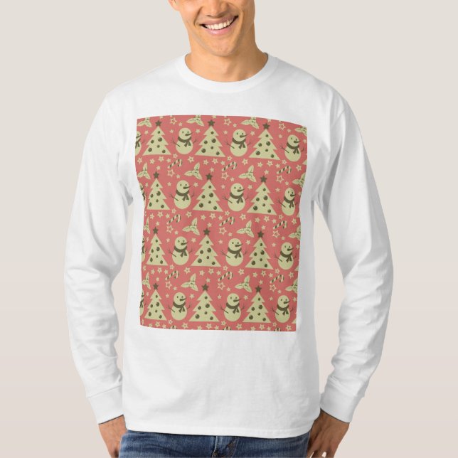 Retro Julgranar-stenbergsstjärna candy cane T Shirt (Framsida)