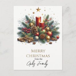 Retro julgrankljus och guldmugglig julstämning vykort