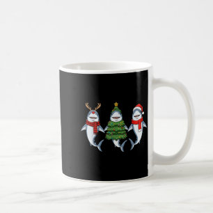Retro julhaj Shark Santa Renar Kaffemugg