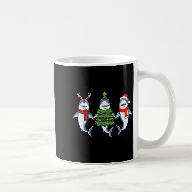 Retro julhaj Shark Santa Renar  Kaffemugg (Höger)
