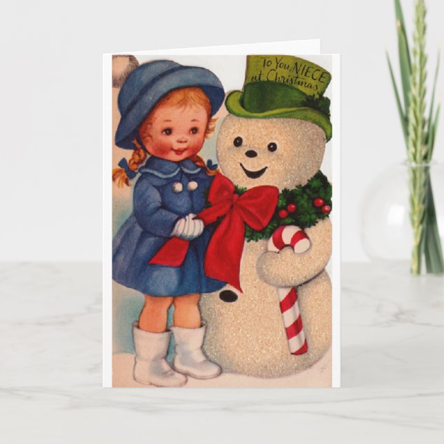 Retro julhälsningkort för brorsdotter helgkort (Framsida)