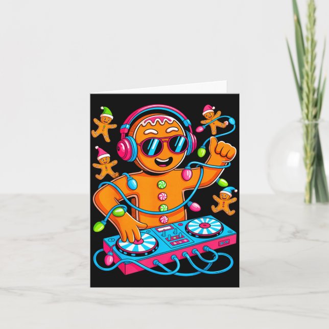 Retro julhusmusik Gingerbread Dj Techno  Kort (Framsida)