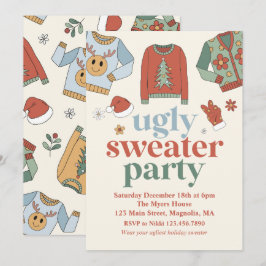 Retro-julinbjudan till Ugly Sweater Party Inbjudningar