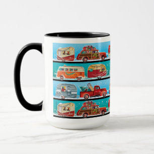 Retro-julkamper + klassiska bilar mugg