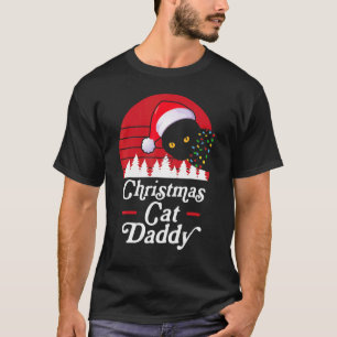 Retro julkatten med julhalsbandsljus t shirt