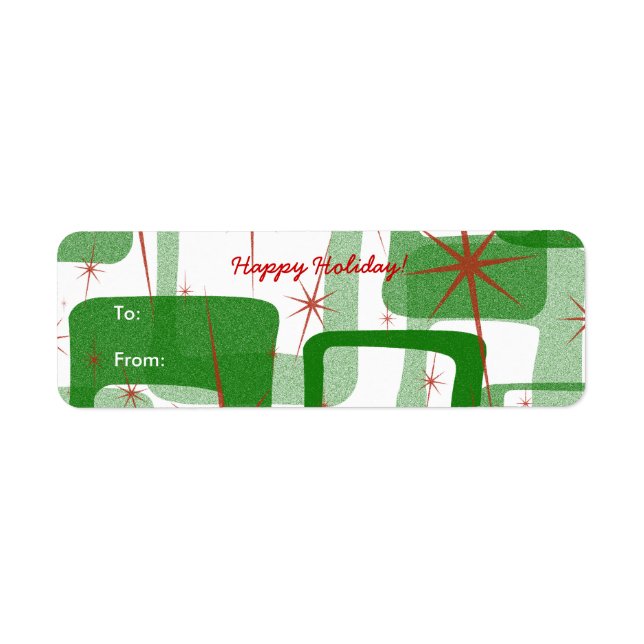 Retro-julklapp Märkre Stickers Returadress Etikett (Framsidan)