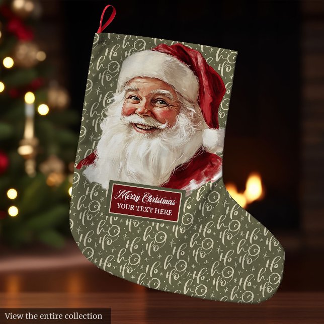 Retro-julklapp med gammalt fastiserat tomten stor julstrumpa (Retro Christmas Stocking with Old Fashioned Santa)