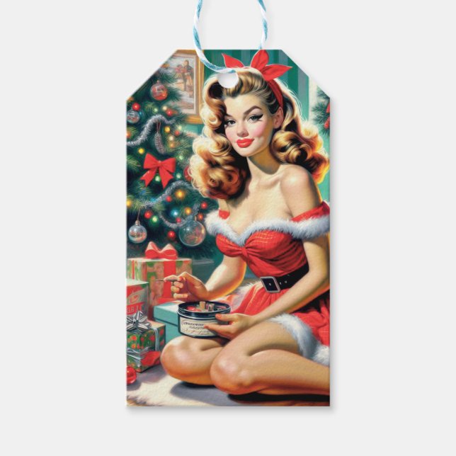 Retro-julklapp upp presentetikett (Framsidan)
